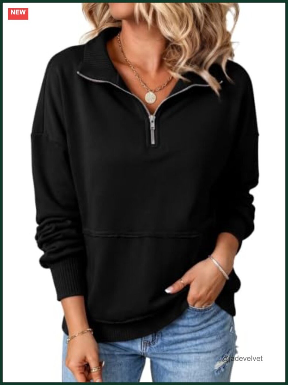 Half Zip Pullover Lightweight Cotton Poly Sweatshirt Long Sleeve